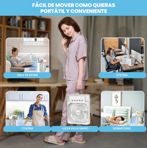 MINI VENTILADOR Y AIRE ACONDICIONADO LED PORTÁTIL